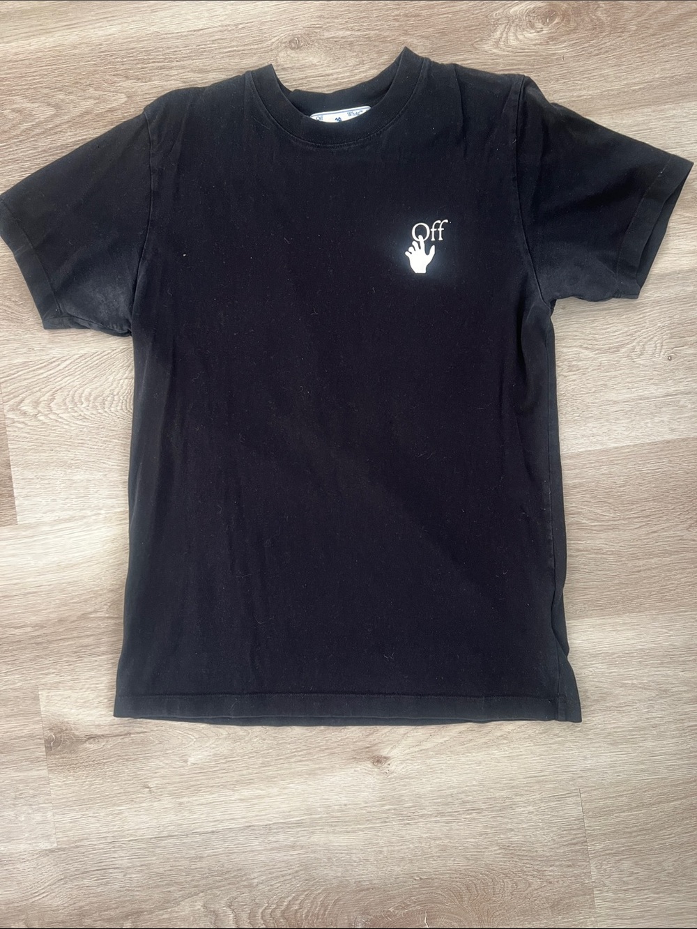 Off-White Men’s Black Tee with White Hand Logo